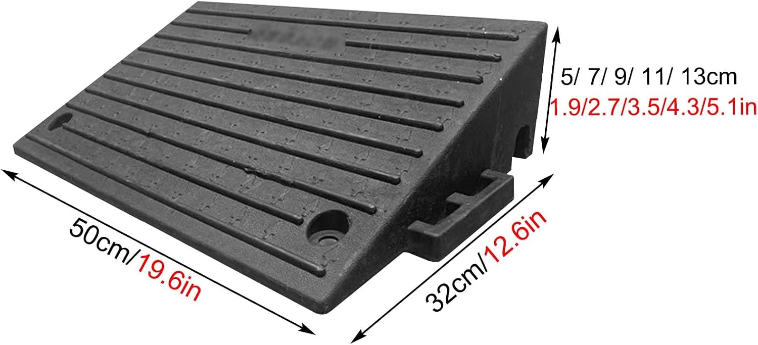 Rubber Kerb Ramps,Curbside Driveway Ramp,Doorway Curb Ramps,Durable And Easy To Install,Suitable For Vehicles,Wheelchairs,Warehouses,Motorcycles,Door Thresholds(50*32*9cm/19.6*12.6*3.5in)