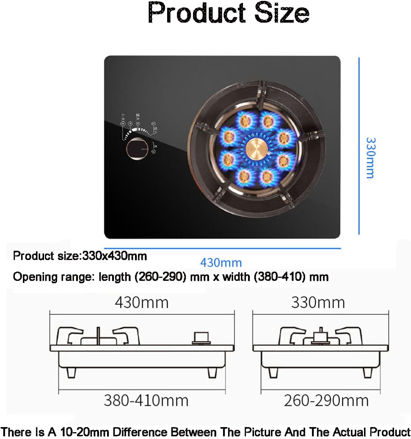Single-Burner Gas Stove,Black Nine-Chamber High Flame Type Energy-Gathering Stove Frame,for Restaurant