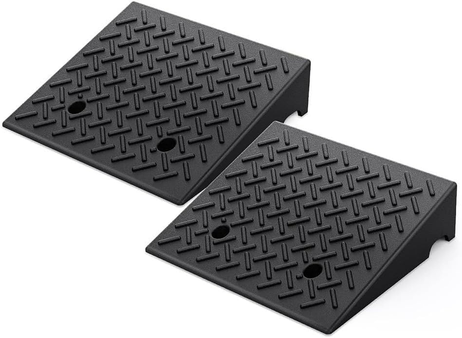 Heavy Duty Rubber Curb Ramp, 4In/5In/6In/7In/8In Rise, 7000Lbs Load Capacity, Threshold Ramp for Cars, Wheelchairs, Scooters, Lawn Mowers, 18Cm/7In Rise(12cm/5in Rise)