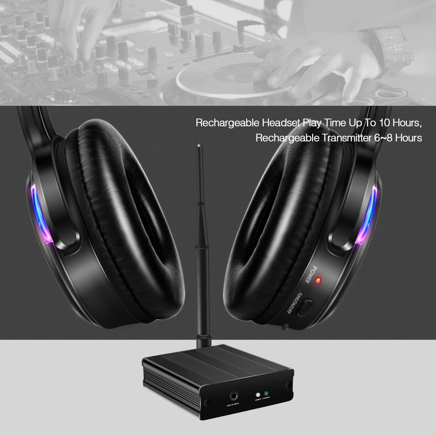 Professional Silent Disco LED Wireless Headphones and RF LED Silent Disco Earphones for iPod MP3 DJ Music Pary Club (30 led Headphone + 1 Transmitter)