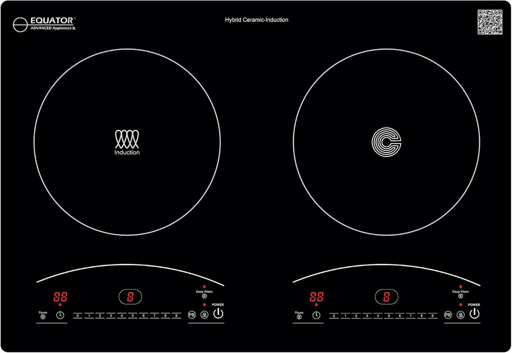 Equator 20-inch Electric Hybrid Cooktop with 1 Induction & 1 Ceramic Burners Dual Cooking Modes for Flexible, Fast, and Efficient Cooking Sleek Built-in Design
