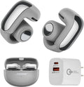 Bose Ultra Open Bluetooth Earbuds, True Wireless Earbuds with OpenAudio for Awareness, Clip On Design for Comfort, Immersive Audio, Up to 48 Hrs of Playtime + 20W Wall Charger (Moonlight Gray)