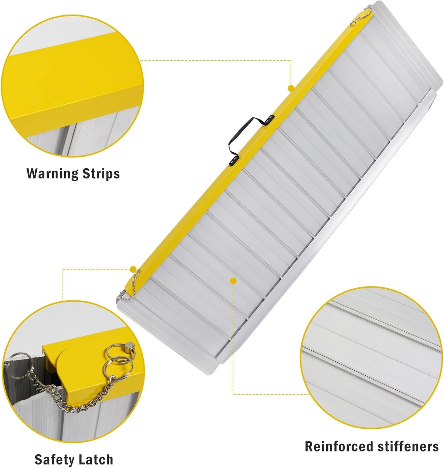 Portable Wheelchair Ramp 4FT, Foldable Ramps for Wheelchairs, Aluminum Handicap Ramp with Non-Slip Surface, Wheelchair Ramps for Home Steps, Stairs, Doorways, Curbs, 800LBS Capacity, FSA HSA Eligible