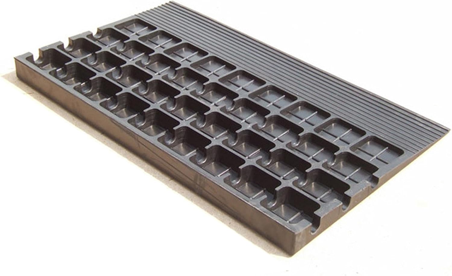 Curb Ramp Rubber 3' Rise Non-Slip Threshold Ramps with 3 Channels Cord Cover for Scooter Sweeping Carts in Doorways