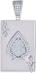 JewelryWeb 925 Sterling Silver Mens Cubic Zirconia Ace Of Spade Playing Cards Gambling Charm Pendant Necklace for Men