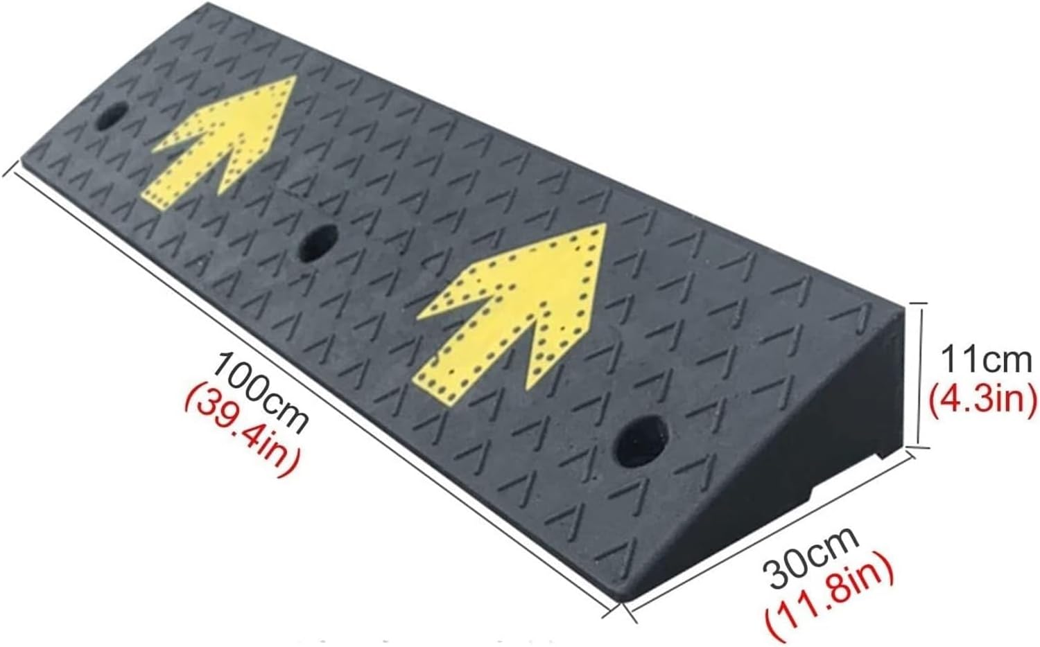 Threshold Ramp Wheelchair Ramp Rubber Speed Bump Non-Slip Wheelchair Ramp Heavy Duty Portable Threshold Ramp for Driveway/Loading Dock/Pedestrian Scooter Ramp Anti-Slip (Size : 11cm/4.3in)