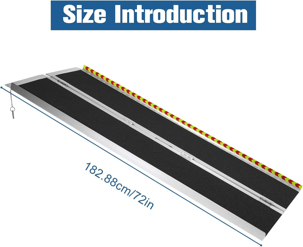 Generic Portable Wheelchair Ramp Aluminum Folding Door Threshold Wheelchair Ramp Wheel Chair Ramp for Home Steps Stairs Entry Threshold Doorways