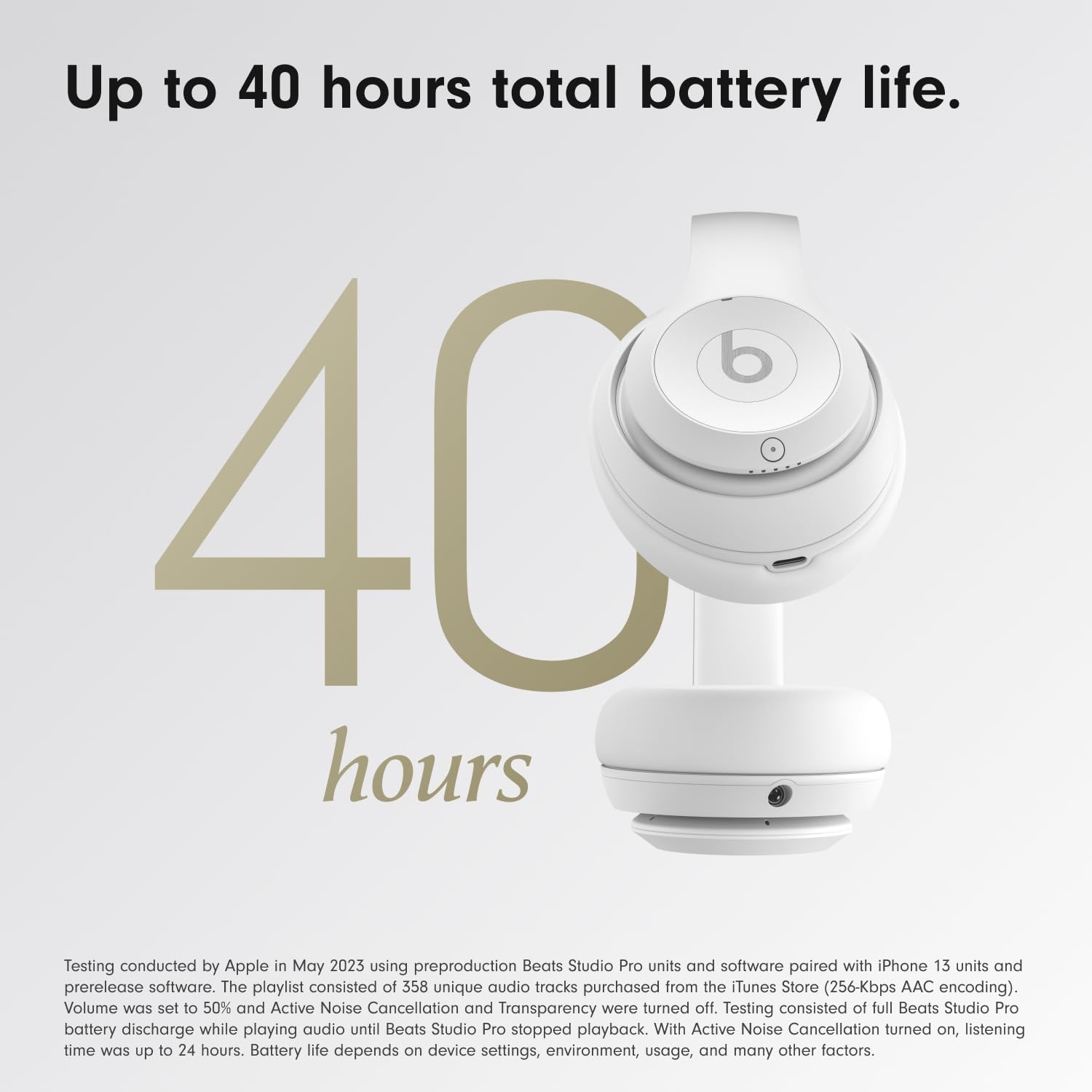 Beats Studio Pro Bluetooth Noise Cancelling Headphones with Apple 20W USB-C Power Adapter - Matte White