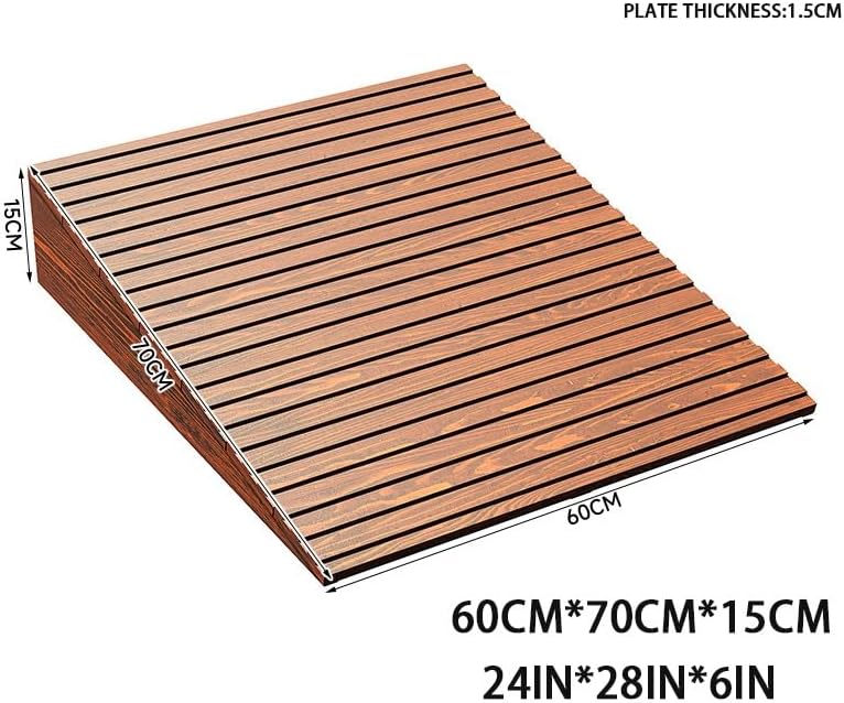 Wheelchair Ramp, 3' 6' 8' Rise Threshold Transition Ramp, Non-Slip Entry Ramp, Wood Driveway Ramps for Home/Door/Floor/Indoor Step(60 * 70 * 15cm/24 * 28 * 6in)