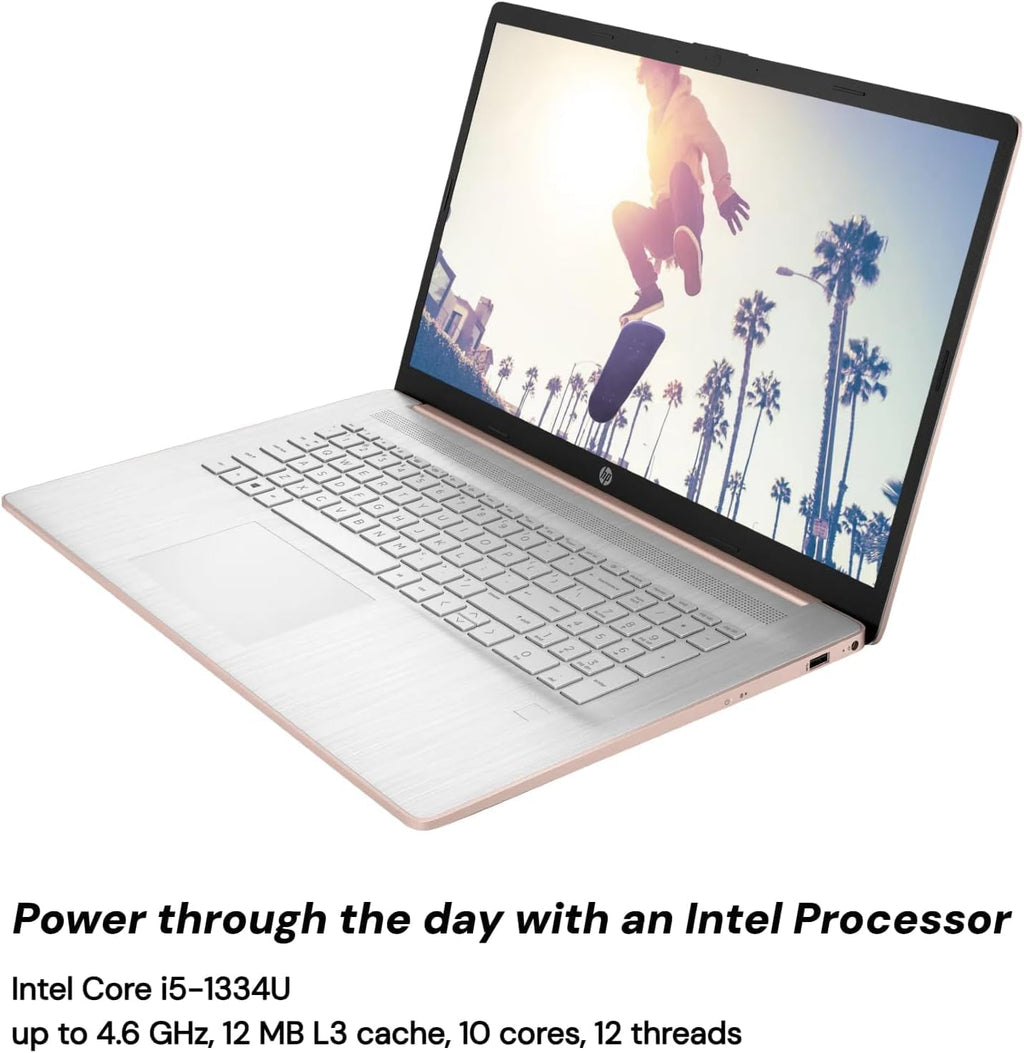 HP 17 Laptop Computer for Business and Students, 17.3' HD+ Display, Intel 10-Core i5-1334U,Windows 11 Pro, Numeric Keypad,Rosegold (32GB RAM | 1TB SSD)