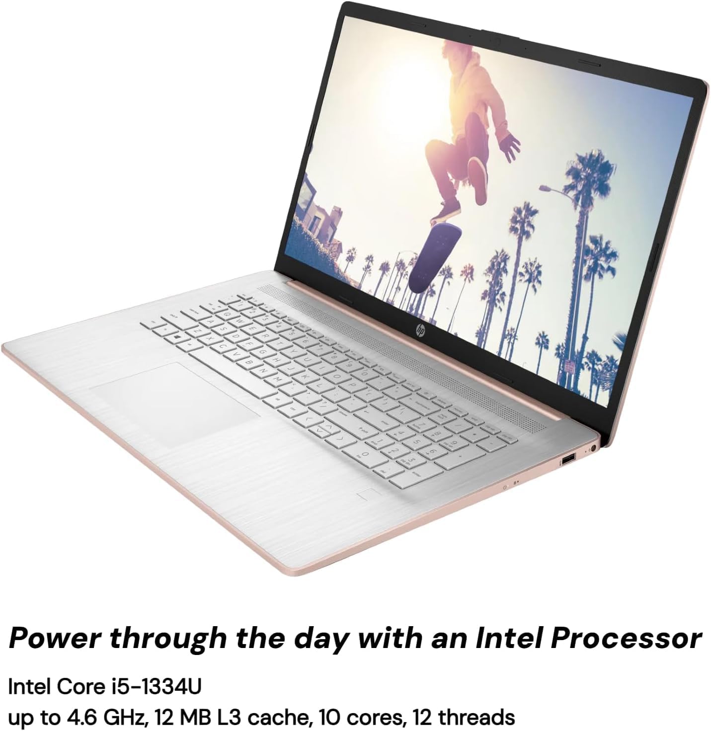 HP 17 Laptop Computer for Business and Students, 17.3' HD+ Display, Intel 10-Core i5-1334U,Windows 11 Pro, Numeric Keypad,Rosegold (32GB RAM | 1TB SSD)