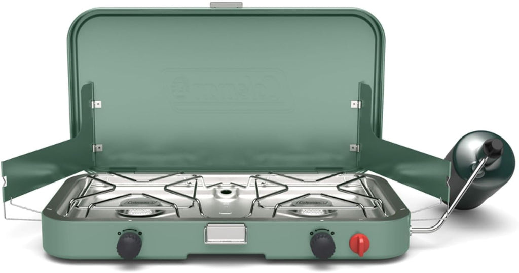 Coleman Cascade 222 2-Burner Camping Stove, Portable Cooktop with 22,000 BTUs, Matchless Lighting, & Dual Wind Guards, Great for Outdoor Cooking, Camping, Tailgating, Grilling, BBQs, & More