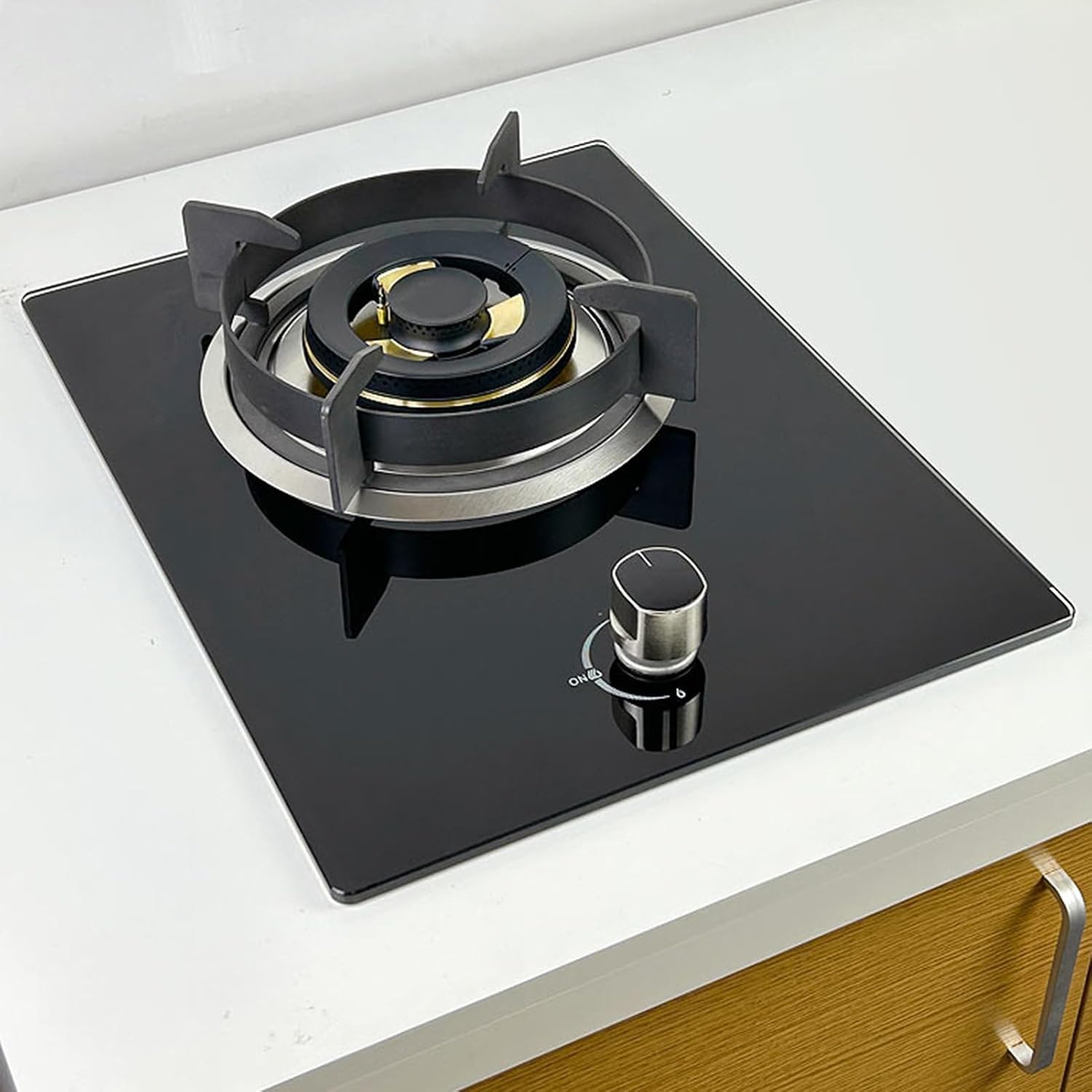 Gas Stove 1 Burner,Kitchen Counter Top Stove 5.2KW Gas,Gas/LP Gas Conversion Stove,Tempered Glass Cast Iron Pot Rack,with Flameout Protection,for Home Kitchen(LPG)