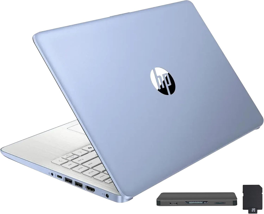 HP Stream 14' Laptop with AI Copilot, Flagship for Students & Business, 13th Gen Intel 4-Core, 4GB RAM, 256GB Storage (128GB UFS + 128GB Docking Station), Office 365 1-Year, Win 11 S, Sky Blue