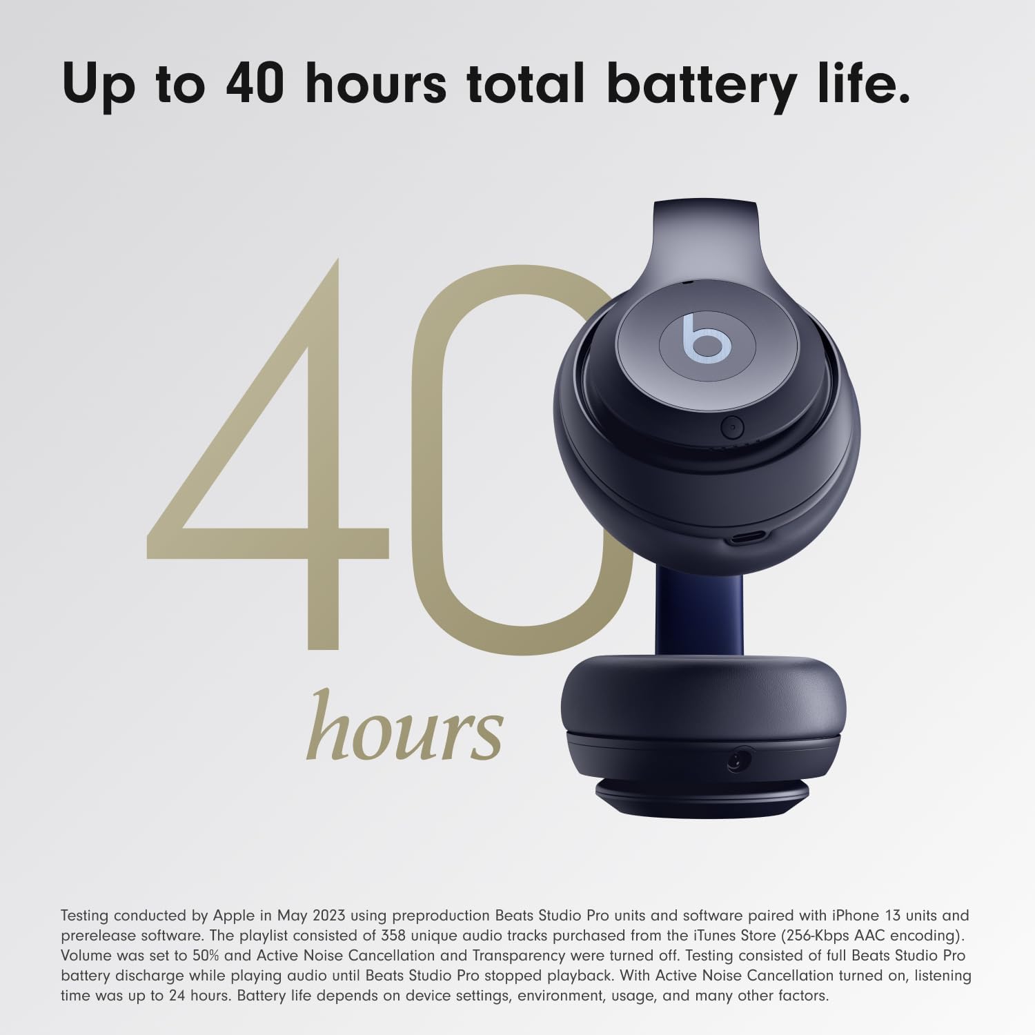 Beats Studio Pro Bluetooth Noise Cancelling Headphones with Apple 20W USB-C Power Adapter - Navy