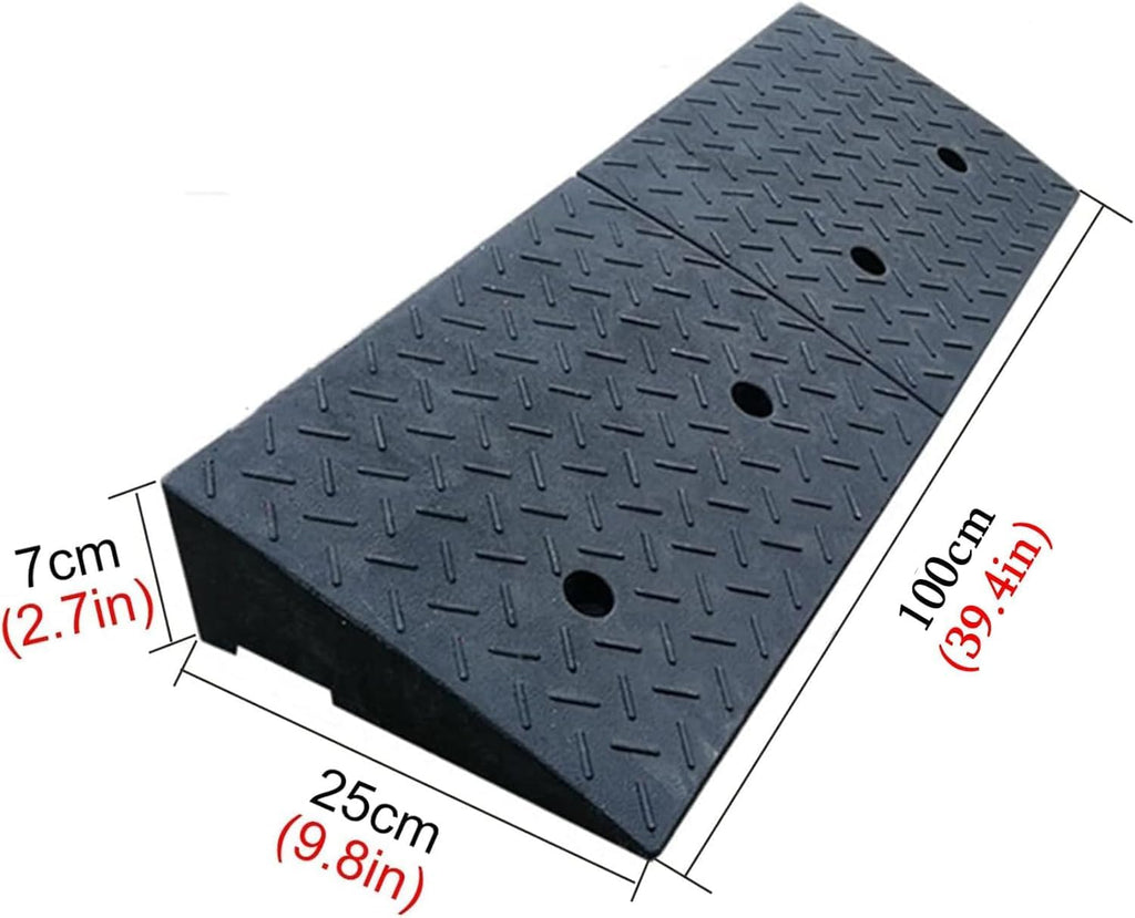 Threshold ramp, Durable Solid Rubber Rubber Threshold ramp 4' Rise Threshold ramp Doorway 3 Channels Cord Cover Rubber Solid Threshold ramp for Wheelchair and Scooter Black（Size: 39.4in*9.8in*2.0in）