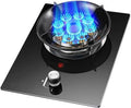Gas Stove with 1 Burner,5.2KW 9 Chamber Fire Ring Wok Burner,Tempered Glass Cast Iron Pot Rack,Flameout Protection Device,NG/LPG Gas Conversion(LPG)
