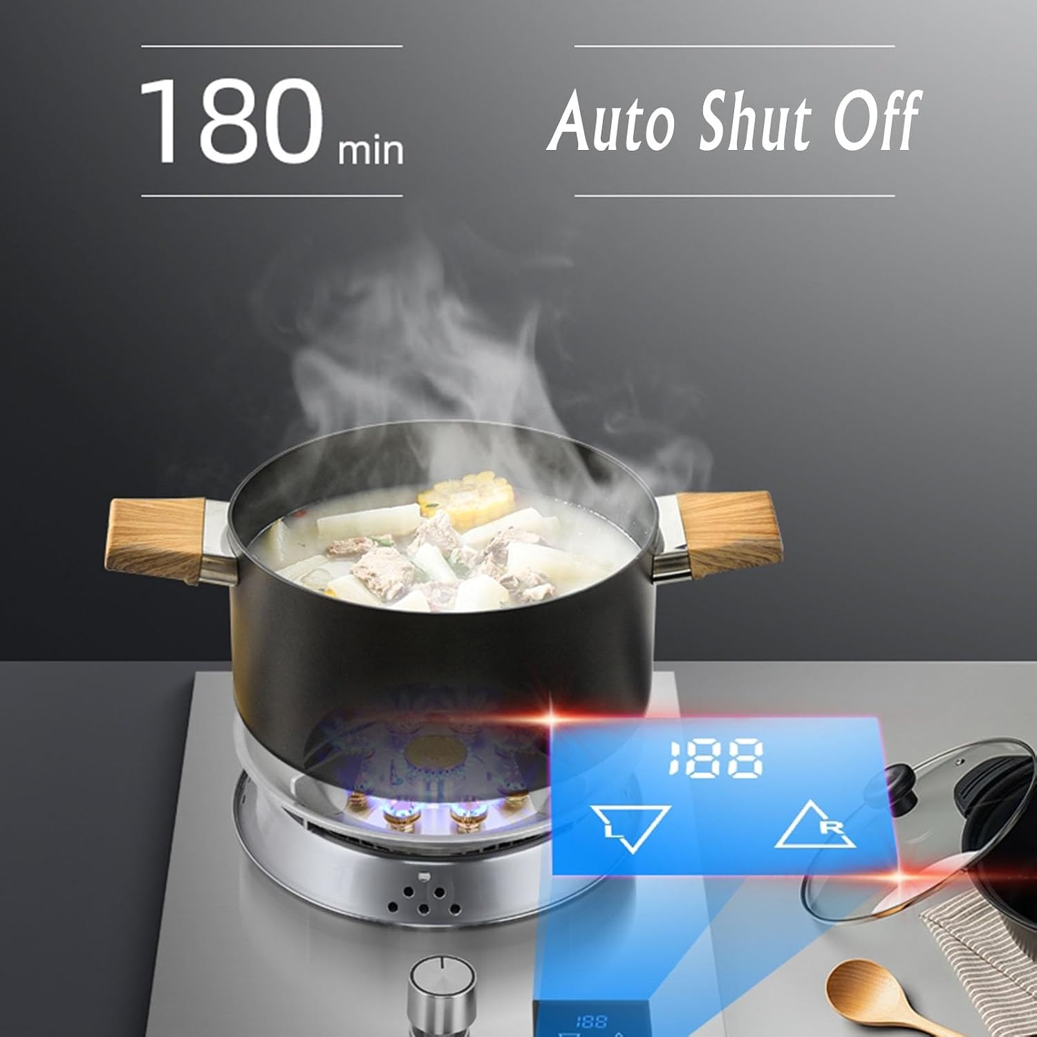 1 Burner Propane Stove,Portable Gas Stove,Tempered Glass Max 17742.4BTU with Pulse Electronic Ignition for Indoor Kitchen, Open Kitchen or Apartment (Color : Silver, Size : LPG)