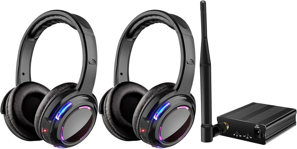 Professional Silent Disco LED Wireless Headphones and RF LED Silent Disco Earphones for iPod MP3 DJ Music Pary Club (30 led Headphone + 2 Transmitter)