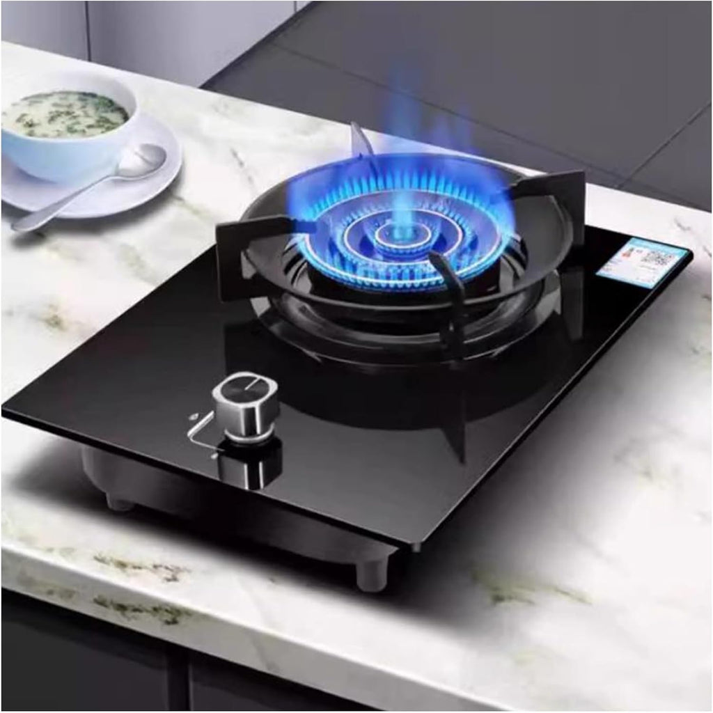Gas Stove with 1 Burner,5.2KW Camping Gas Cooker,Gas/LP Gas Conversion Stove,Tempered Glass Cast Iron Pot Rack,with Flameout Protection,for Home Kitchen(LPG)