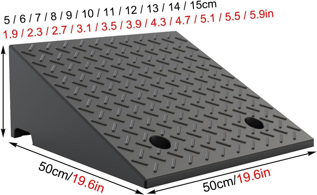 Rubber Curb Ramps,Car Driveway Ramps,Full Range Of Heights,Non-Slip And Wear-Resistant,Strong Load-Bearing Capacity,Suitable For Cars,Door Thresholds,Street Steps(50*50*14cm/19.6*19.6*5.5in)