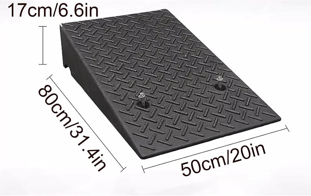 Rubber Curb ramp, high Heavy Duty Rubber Threshold ramp, Portable car ramp, Suitable for car Wheelchair Pedal, Stair Door ramps(50 * 80 * 17cm/20 * 31.4 * 6.6in)