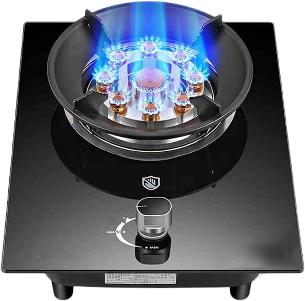 Gas Cooker 1 Burner,5.2KW 9-Cavity High-fire Wok Burner,Tempered Glass Top with Flameout Protection,Easy Clean for Home and Kitchen (NG/LPG)(NG)