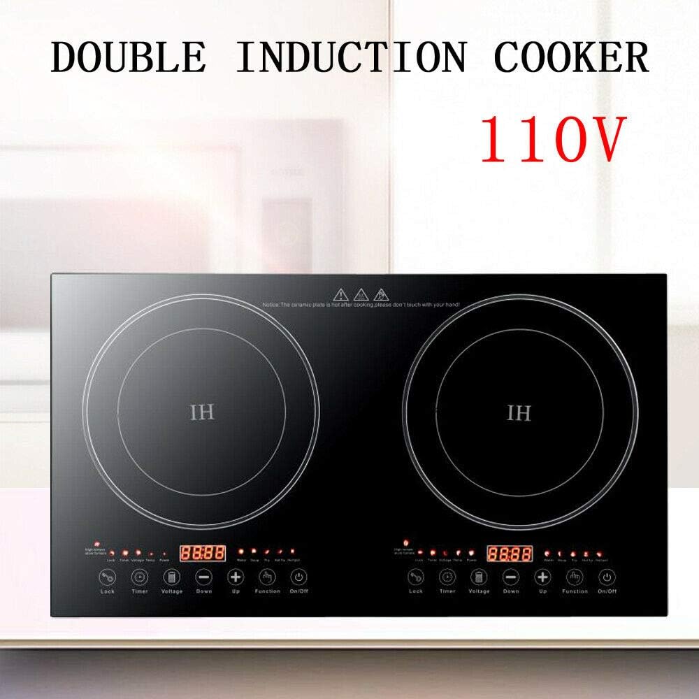 2400W Dual Induction Cooktop with Safety Lock & Timer&Presetting, 2 Burner Independent Control Electric Cooker with 8 Gear Firepower Portable Induction Stove Cooker for 4.72-9.65inch Cooker 110V