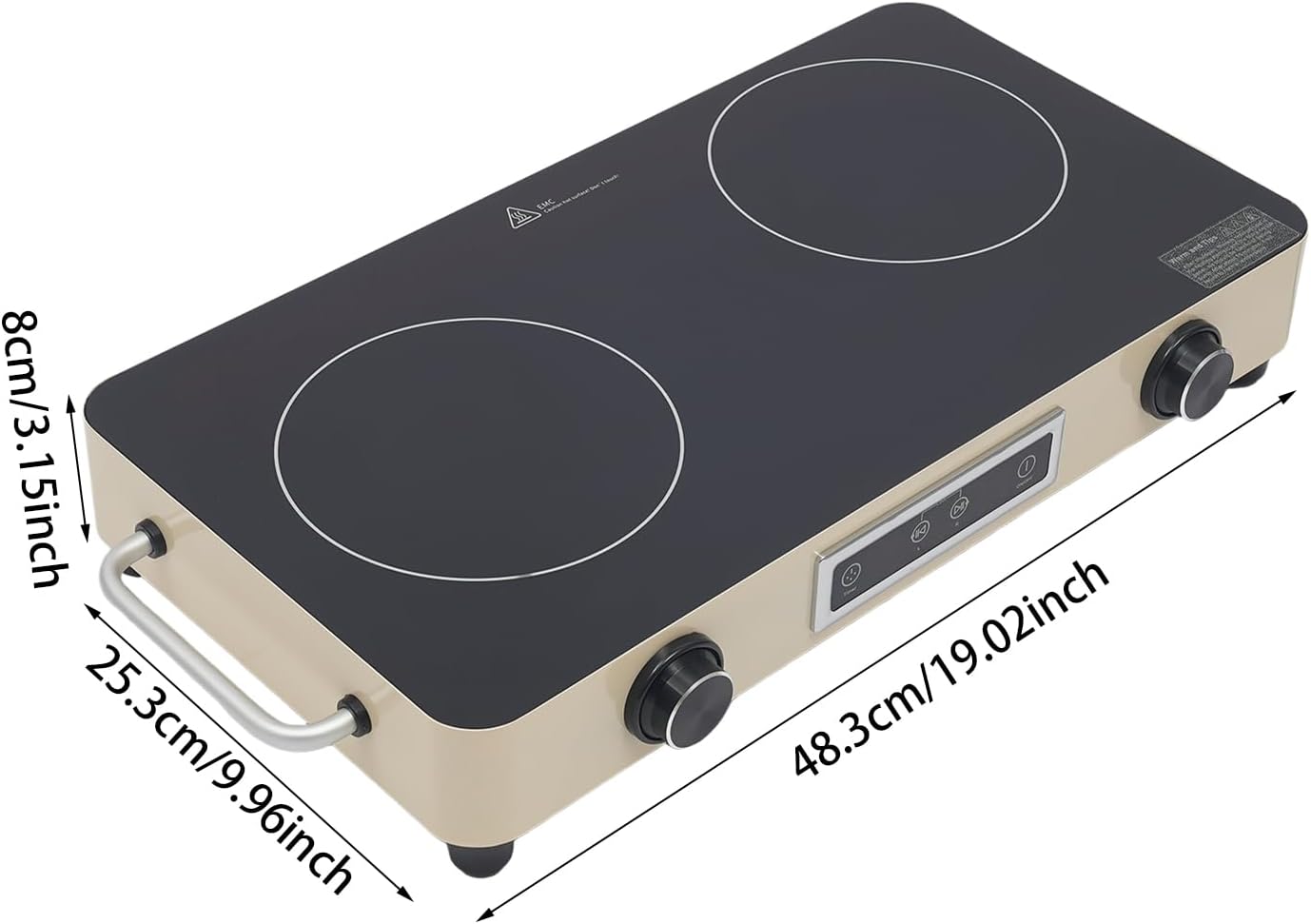 2 Burner Electric Cooktop 1100W Countertop Stove Top with Knob Control 110-120V Plug in Electric Cooktop with Touch Control & Timer for Kitchen, RV, Apartment (Cream Yellow)