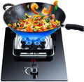 Gas Stove with 1 Burner,5.2KW Camping Gas Cooker,Kitchen Counter Top Stove,Tempered Glass Cast Iron Pot Rack,with Flameout Protection,for Home Kitchen