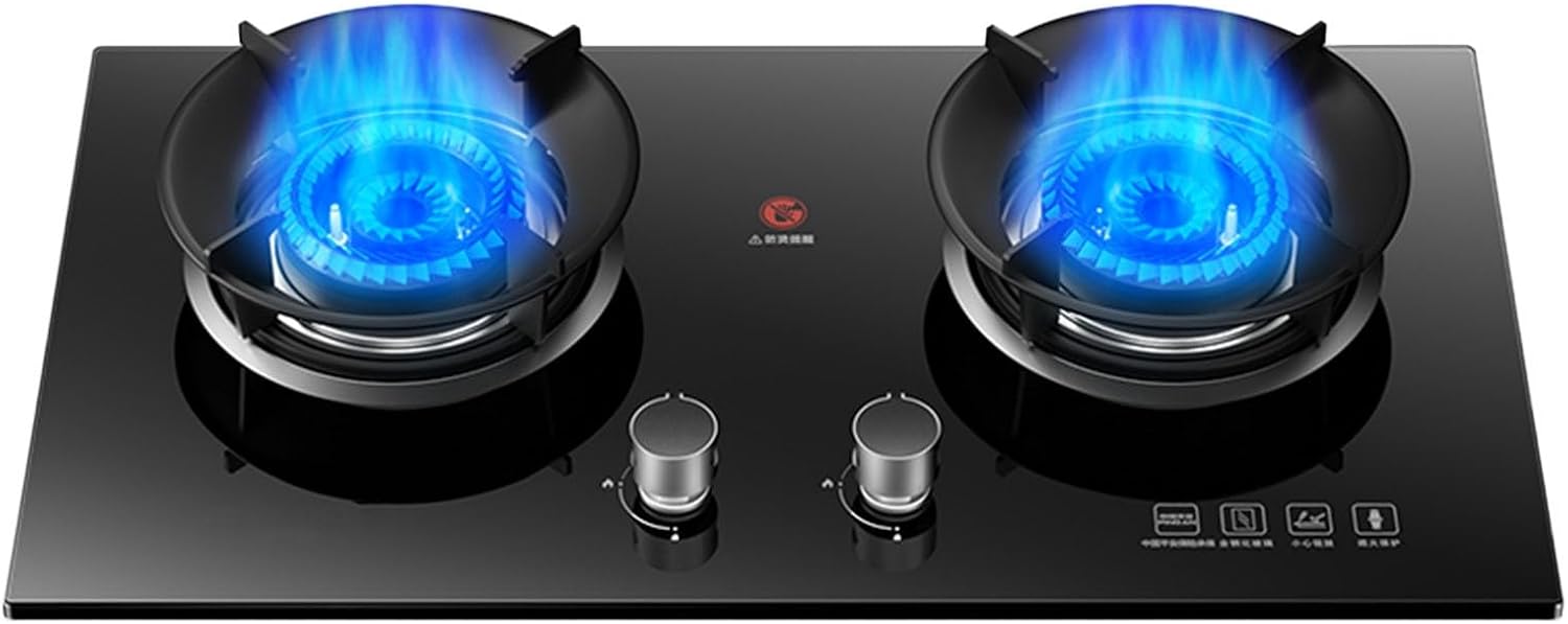 Propane Stove,2 Burners Portable Propane Stove,17742.4BTU High Power Tempered Glass Gas Cooktop Suitable for Kitchen Outdoor RV and Apartments (Color : LPG, Size : Style 2)