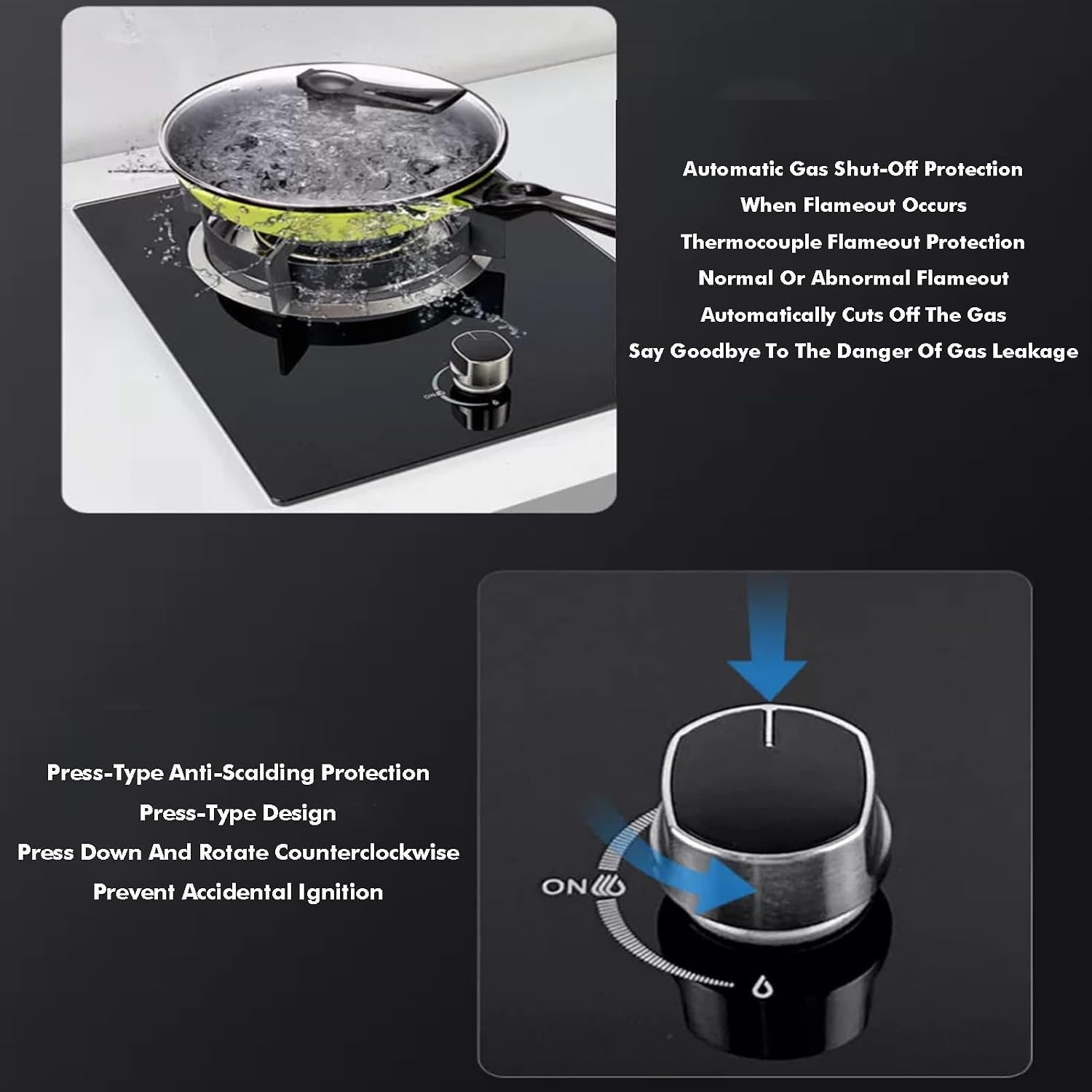 Single Burner Gas Stove,5.2kW Tempered Glass Auto Ignition,LPG/NG Cooktop,with Flameout Protection,for Camping RV Home Outdoor(NG)