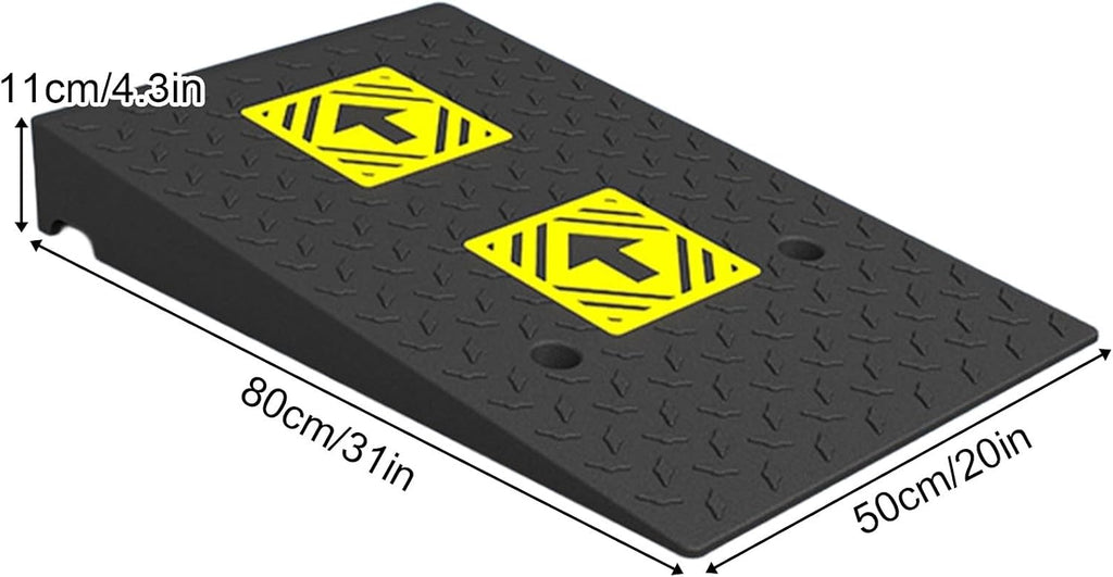 Heavy Duty 6614lb/3000kg Curb Ramp, Non-Slip Surface, Threshold Ramp with Yellow Arrow, Suitable for Car, Motorcycle, Bike, Wheelchair(80 * 50 * 11cm/31 * 20 * 4.3in)