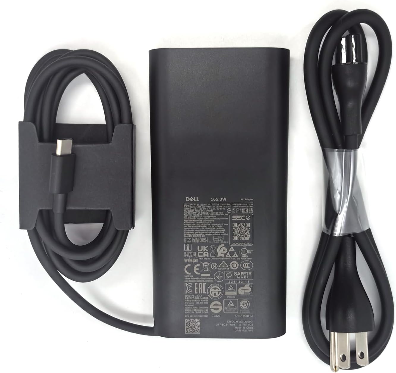 Dell Laptop Charger GAN 165W Watt USB Type C AC Power Adapter, Precision 5680 5690 AC Charger, XPS 17 9720 9730 AC Adapter, Balck, DA165PM210