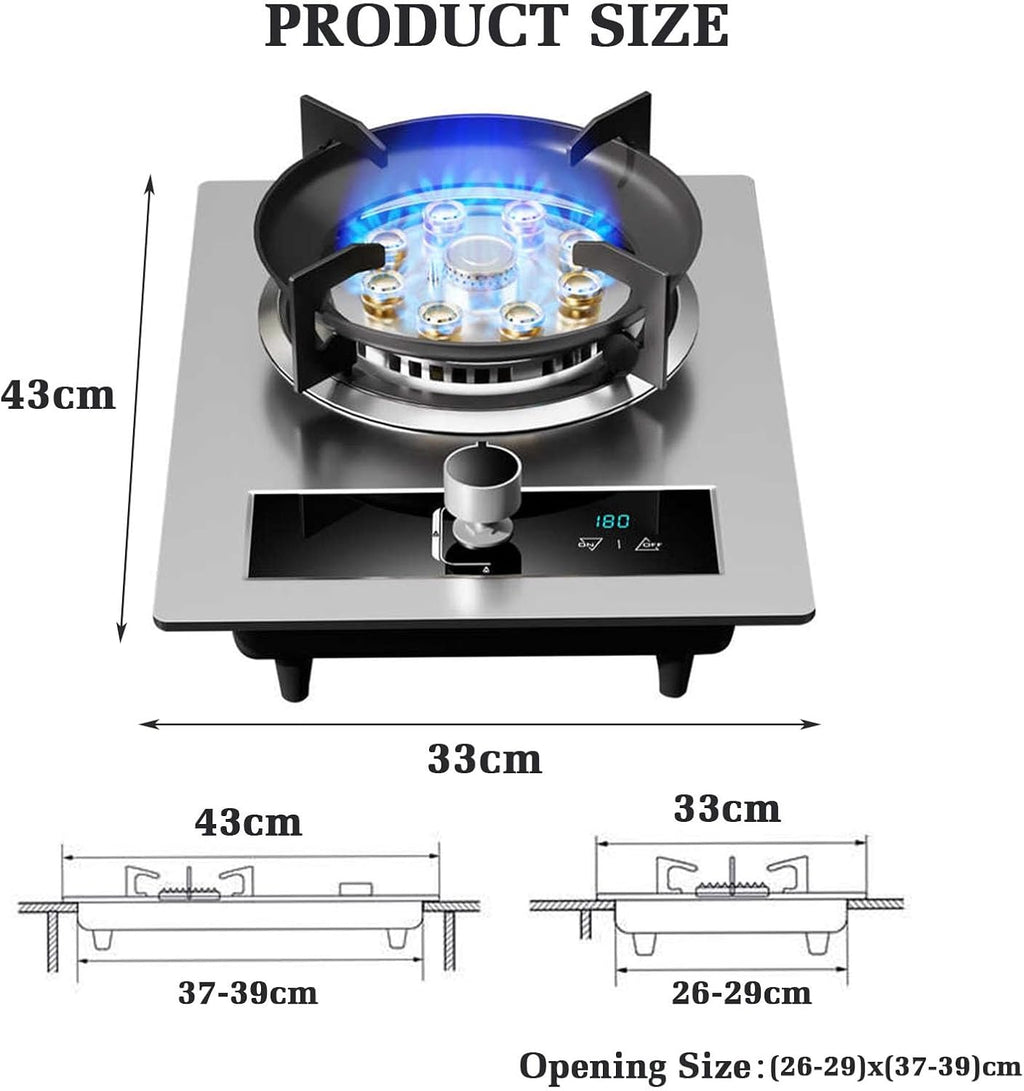 Gas Stove with 1 Burner,7.2KW Camping Gas Cooker,Kitchen Counter Top Stove,Independent Timer Both Sides,with Flameout Protection,for Home Kitchen(NG)