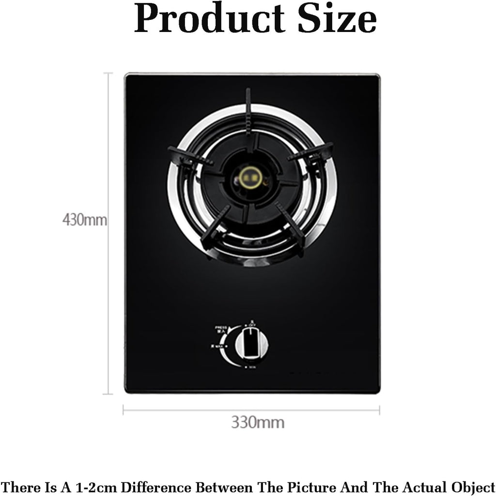 Gas Stove 1 Burner,4.2KW Gas Cooker,Gas/LP Gas Conversion Stove,Tempered Glass Cast Iron Pot Rack,with Flameout Protection,for Home Kitchen(LPG)