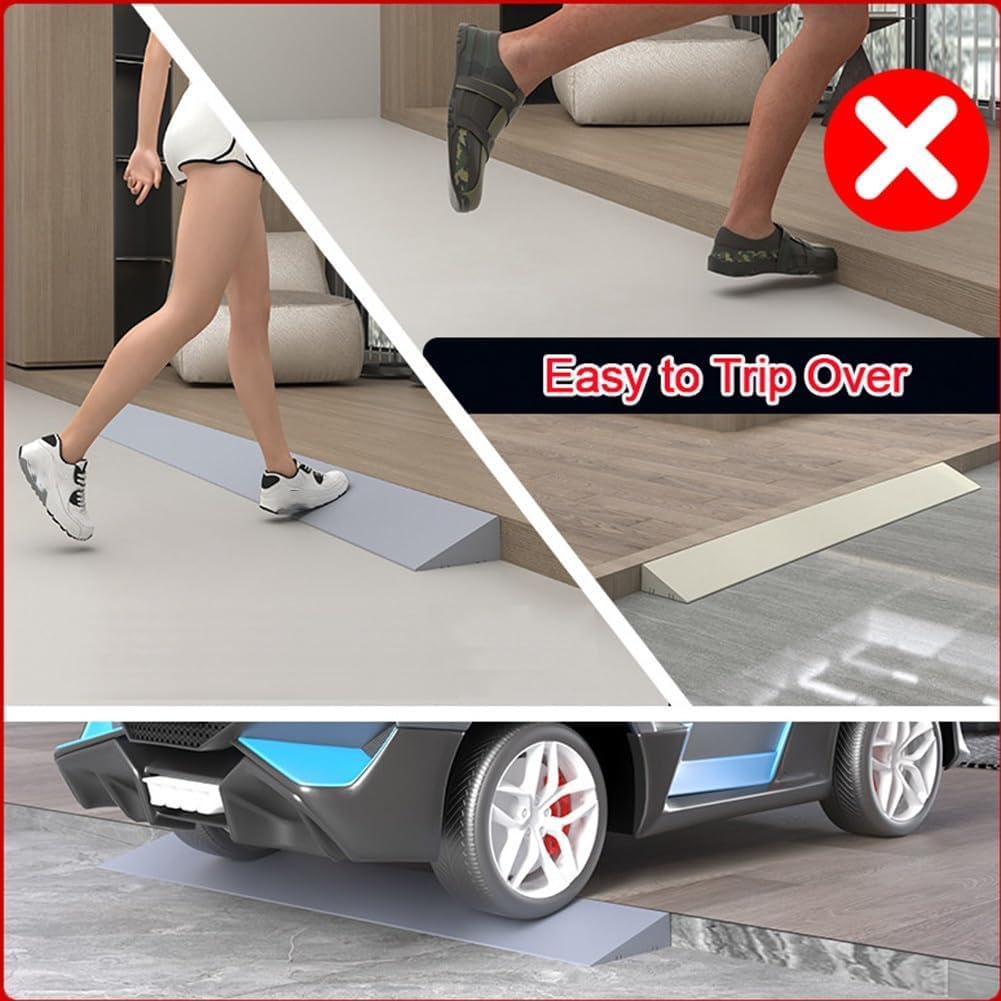 3-11cm Rise Height Threshold Ramp,Portable Lightweight Plastic Curb Ramp for Driveway Scooters Wheelchair,Gray(99x24xHeight 11 cm)