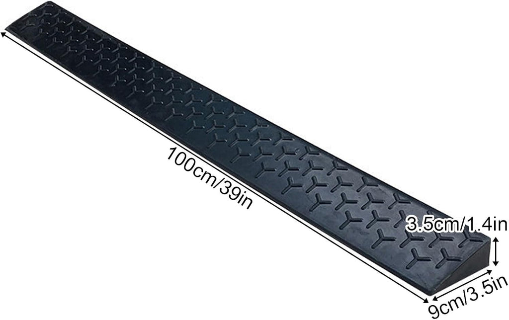 Threshold Ramp for Outdoor Door, Multiple, Sturdy Solid Rubber Curb Ramp for Wheelchair, Bike, Easy Installation(100 * 9 * 3.5cm/39 * 3.5 * 1.4in)