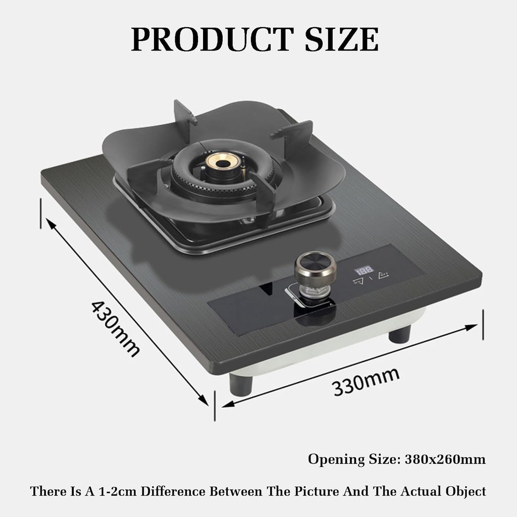 Gas Cooktop Single Burner,Kitchen Counter Top Stove 5.2KW Gas,Independent Timer Both Sides,with Flameout Protection,for Home Kitchen(LPG)