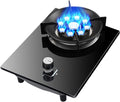 Gas Cooktop 1 Burner,5.0KW Portable Gas Stove,9-Cavities High-fire Frying Pan,Tempered Glass Cast Iron Pot Rack,with Flameout Protection,for Home(LPG)