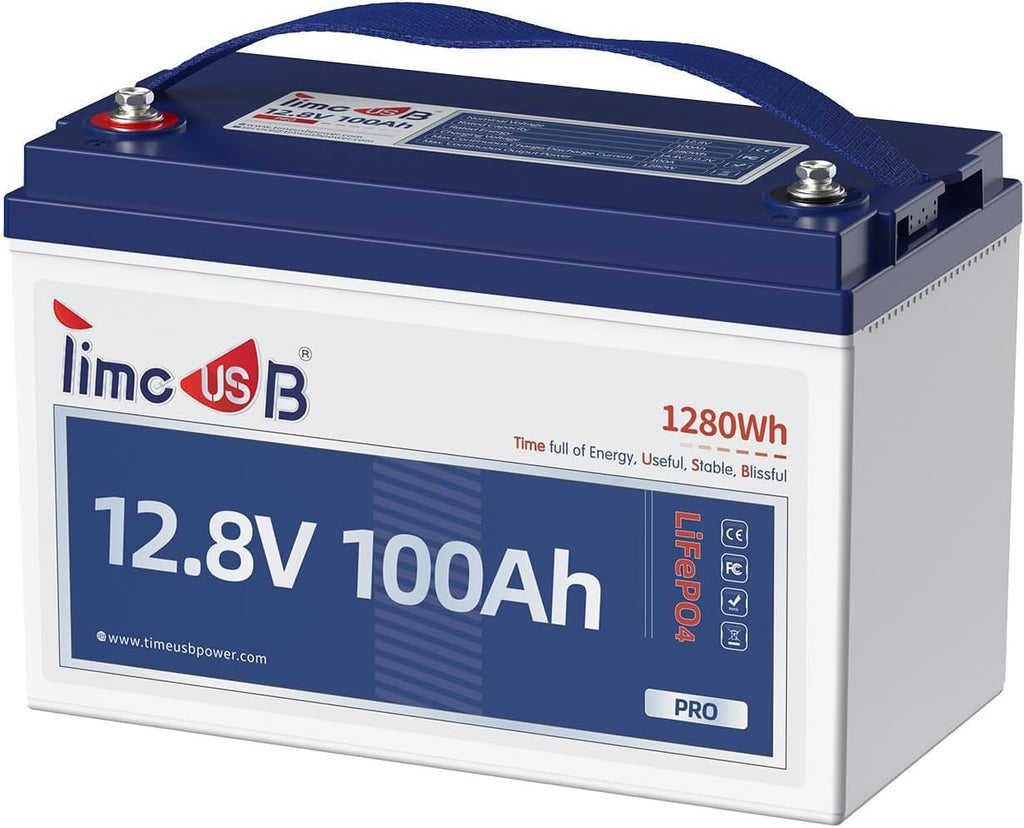 Timeusb 12V 100Ah LiFePO4 Battery, Group31 Lithium Battery Built-in 100A BMS,15000+ Deep Cycles Lithium Iron Phosphate Batteries for Travel Trailer, Motorhome, Trolling Motor, Solar