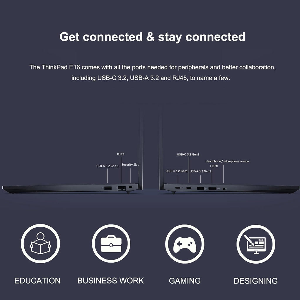 Lenovo ThinkPad E16 Gen 2 Business Laptop (16' FHD+ Touchscreen, AMD Ryzen 5 7535U (> Intel i7-1255U), 32GB DDR5 RAM, 1TB SSD) Fingerprint Reader, Webcam, Wi-Fi, Ethernet, Win 11 Pro w/ Copilot