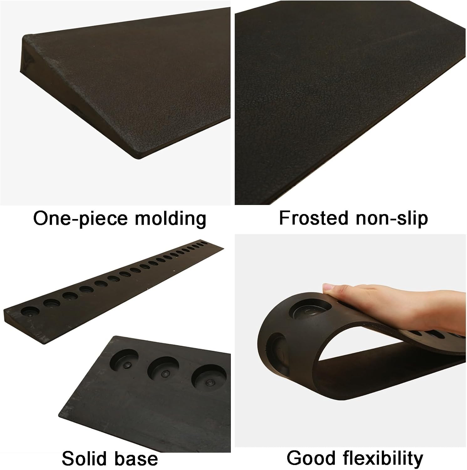 Wheelchair Ramp Nonslip Threshold Ramp Angled Rise Rubber Curb Ramp Portable Lightweight for Doorways Stairs Steps(98 * 8 * 2cm/39 * 3.1 * 0.8in)