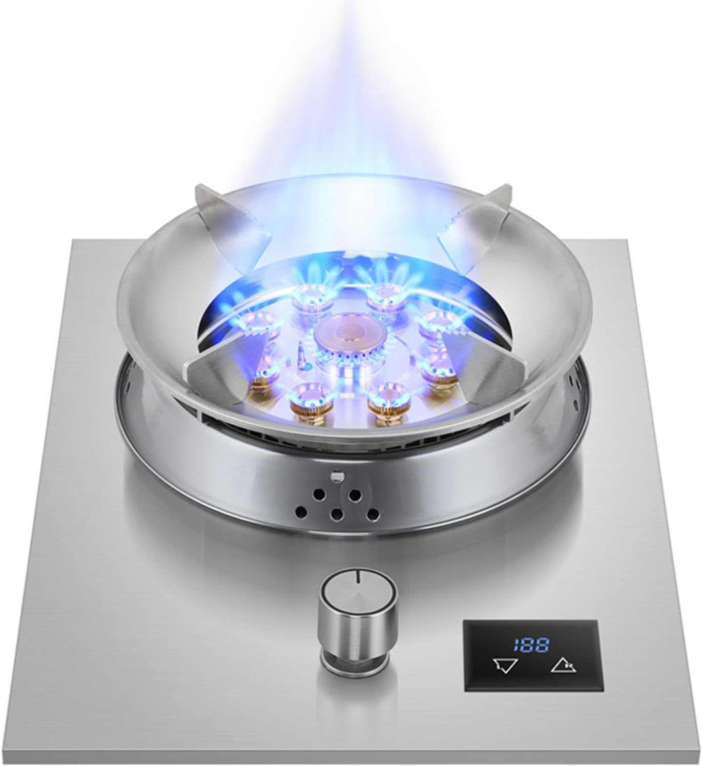 Portable Gas Stove with 1 Burner, 5.2kw Nine-Chamber High Flame Tempered Glass Panel, Accidental Flameout Protection Device, 180-minute Timer (Size : NG)