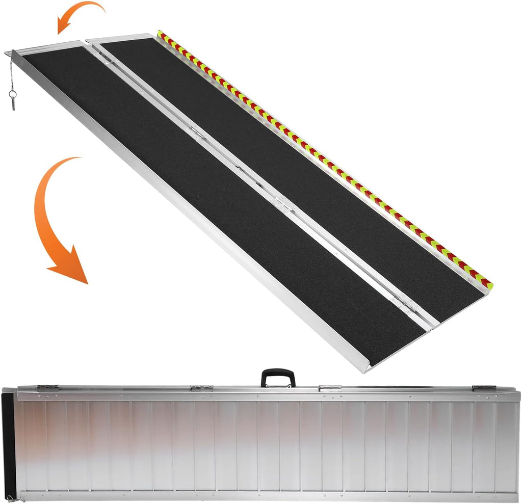 Generic Portable Wheelchair Ramp Aluminum Folding Handicap Ramp Door Threshold Wheelchair Ramp for Home Steps Stairs Entry Threshold Doorways