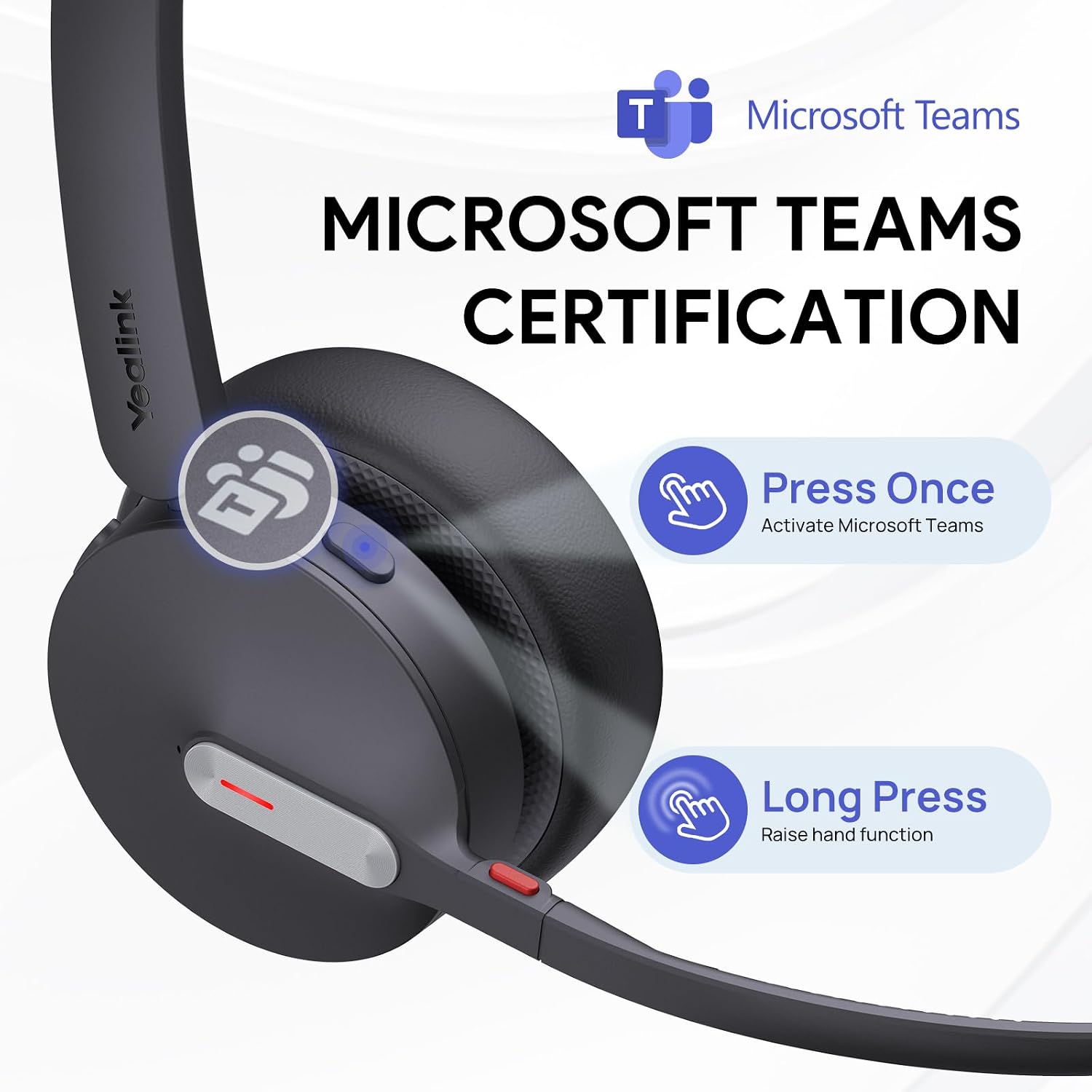Yealink BH70 Dual Wireless Headset with Mic for Work, Bluetooth Headphone with Teams Certification, up to 35h Talk Time, 147g All-Day Wearing Comfort, Include USB-C/A Dongle & BHC70 Charging Stand