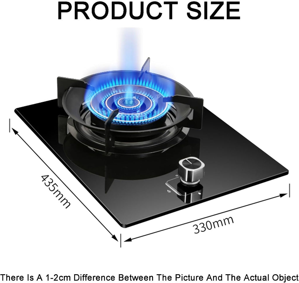 Gas Stove 1 Burner,5.2KW Four-Ring Flame Tempered Glass Gas Stove,NG/LPG Convertible Stove,Graded Adjustable Fire Power,with Flameout Protection(LPG)