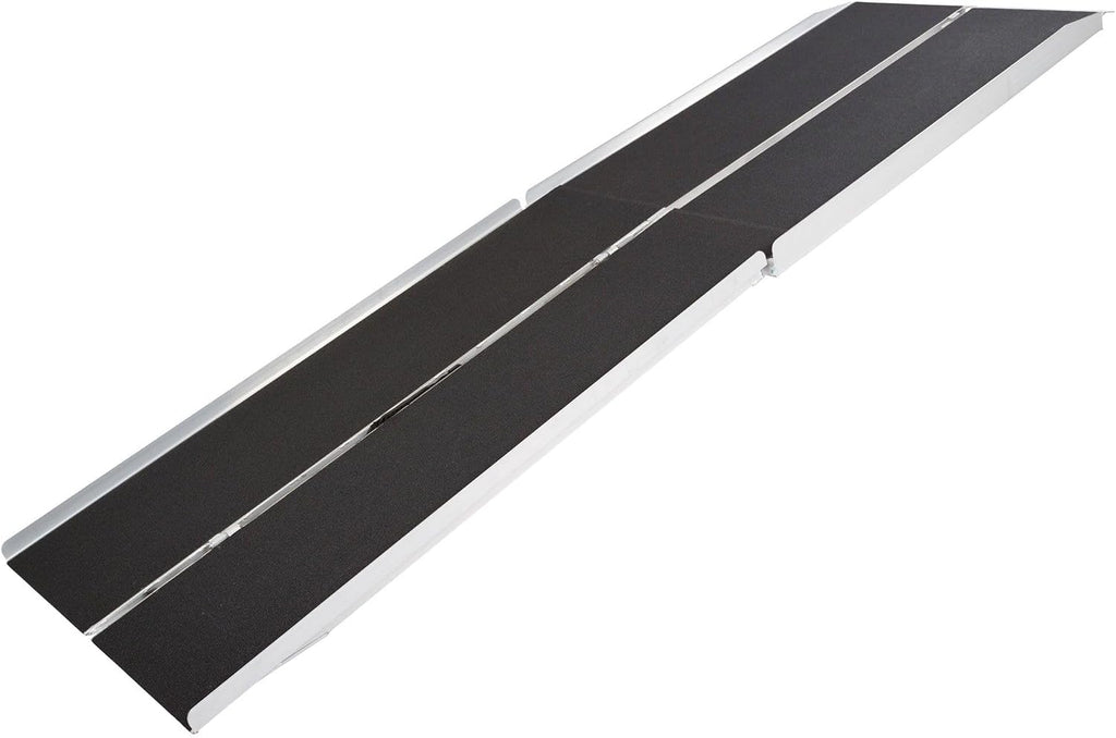 10' Portable Wheelchair Ramp for Home Steps & Entry, 600 lb Capacity, Folding, Non-Slip, for Scooter, Walker, Rollator, Silver Spring