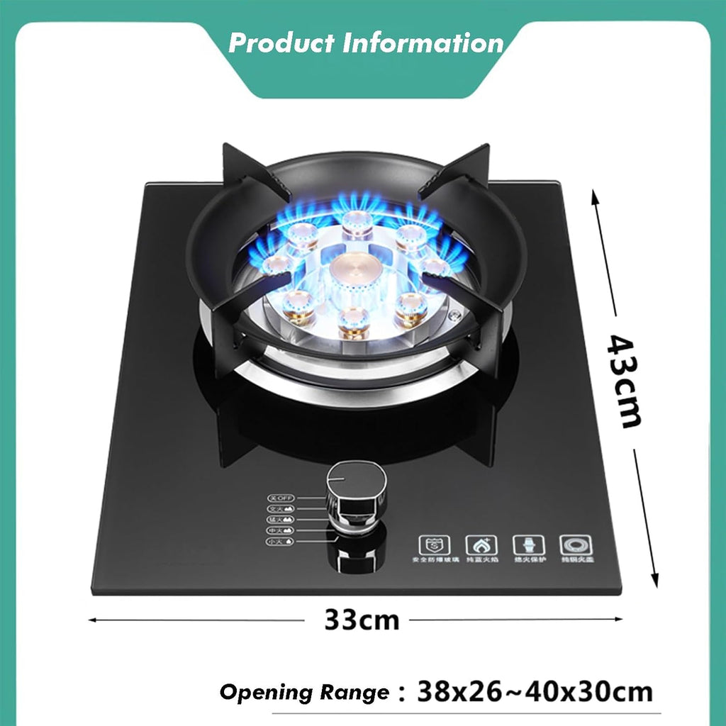 Portable Gas Stove,1 Burner Propane Stove,Tempered Glass Max 17742.4BTU with Pulse Electronic Ignition for Indoor Kitchen, Open Kitchen and Apartment (Color : Black, Size : LPG)