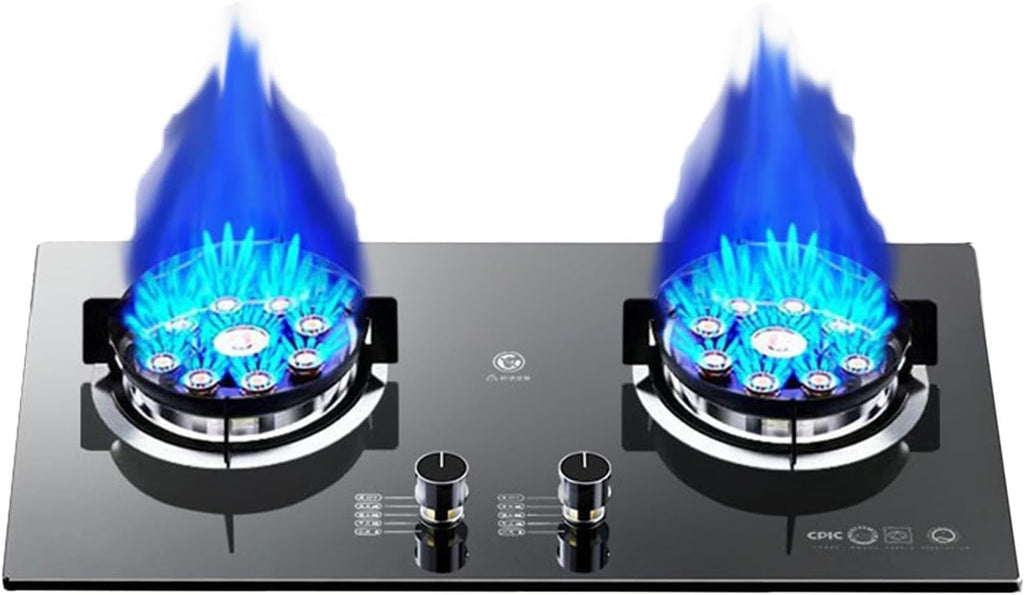 Propane Stove,2 Burners Portable Propane Stove,tempered Glass Gas Cooktop,Maximum 15354BTU for Food Trucks and Family Restaurants (Color : LPG, Size : Style 2)